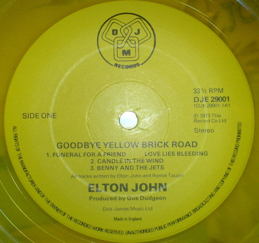 Elton John – Goodbye Yellow Brick Road - 2 x YELLOW COLOURED VINYL LP SET - 1978 ISSUE