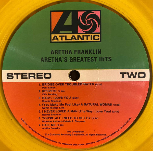 Aretha Franklin - Aretha's Greatest Hits Translucent Yellow Vinyl LP