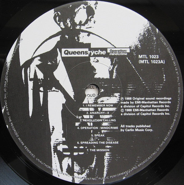 Queensrÿche – Operation: Mindcrime - VINYL LP, ORIGINAL 1988 ISSUE
