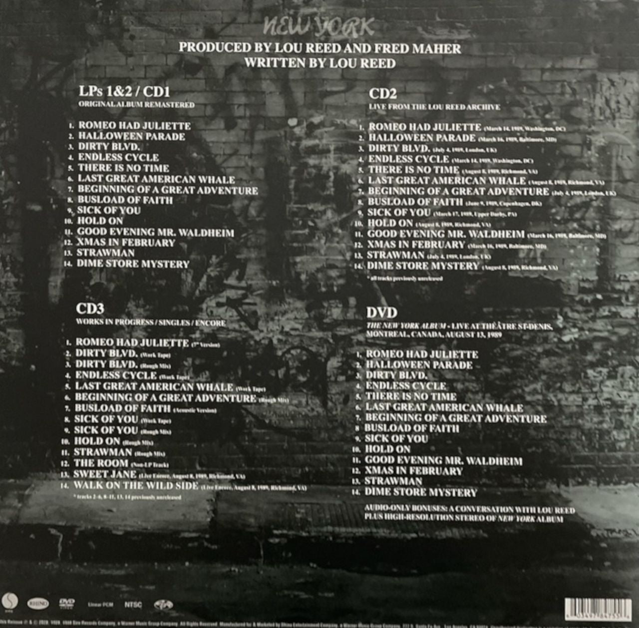 Lou Reed New York - Limited Deluxe Edition (3-CD/1-DVD/2-LP) UK Box set