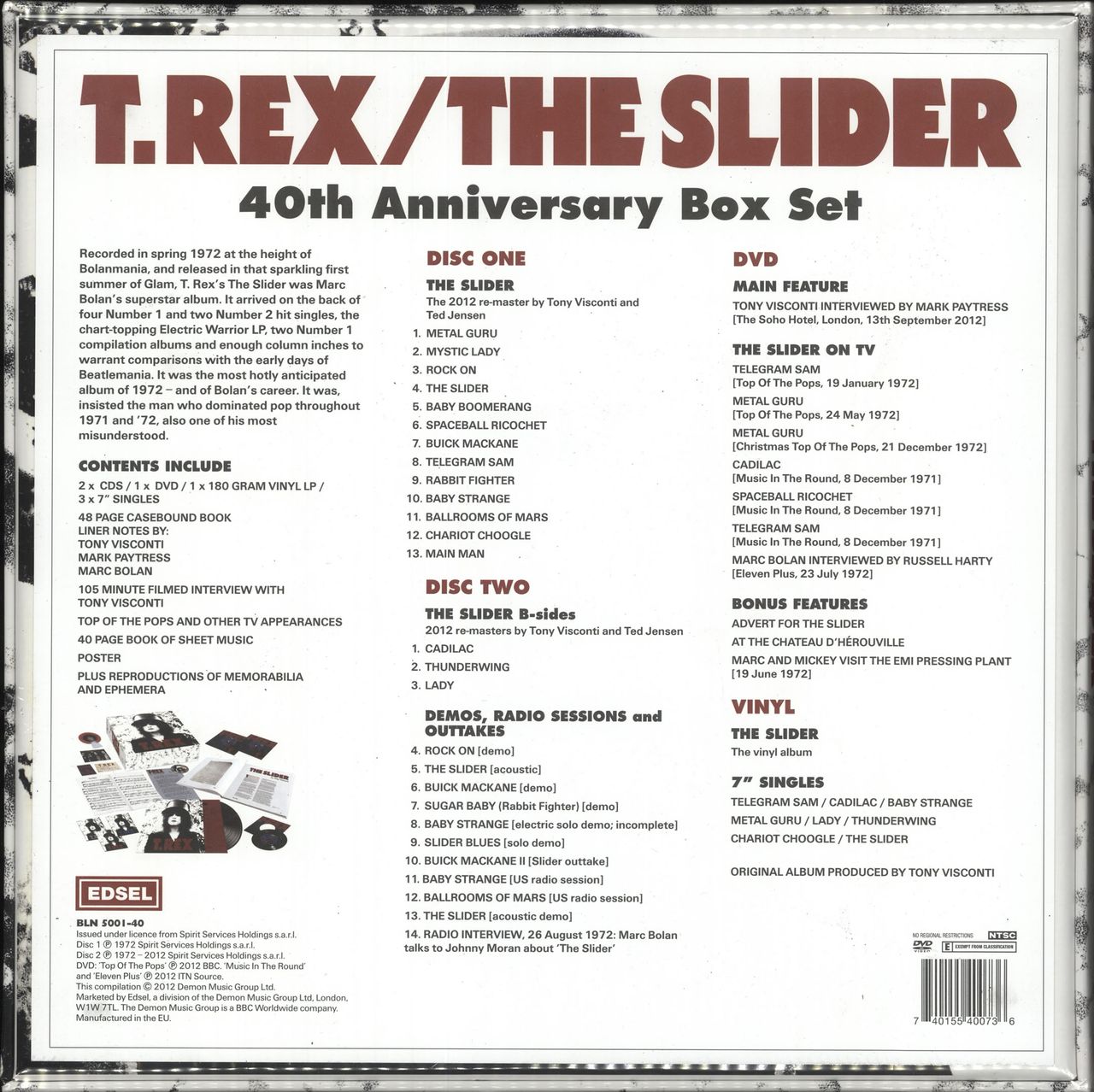 T-Rex / Tyrannosaurus Rex The Slider - 40th Anniversary - Sealed UK Box set
