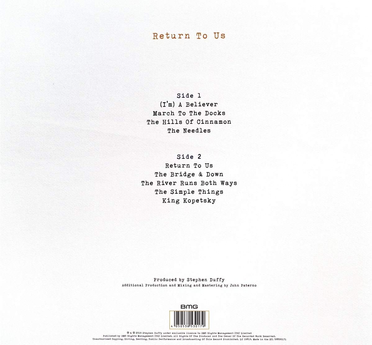 The Lilac Time – Return To Us PURPLE COLOURED VINYL LP