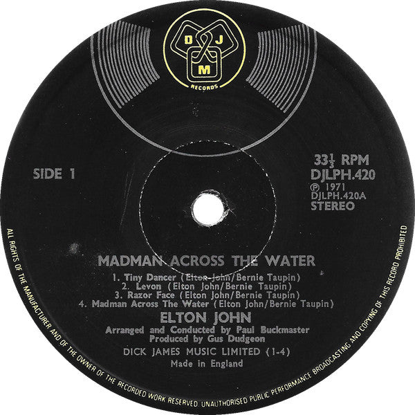Elton John – Madman Across The Water - ORIGINAL VINYL LP