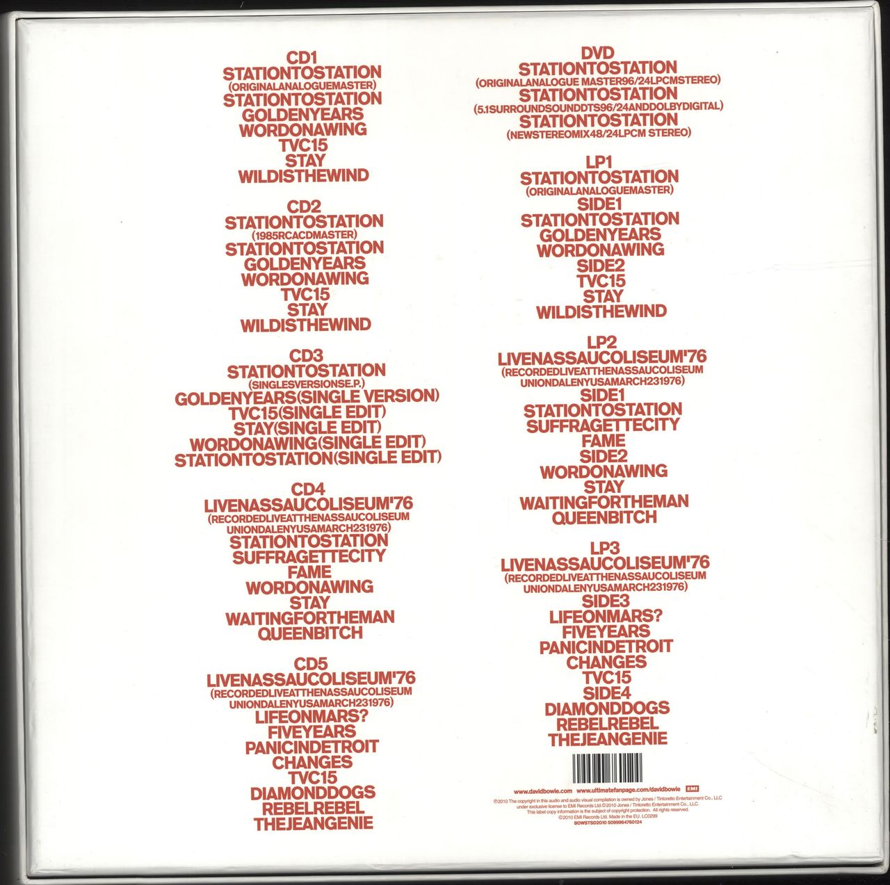 David Bowie Station To Station UK Box set