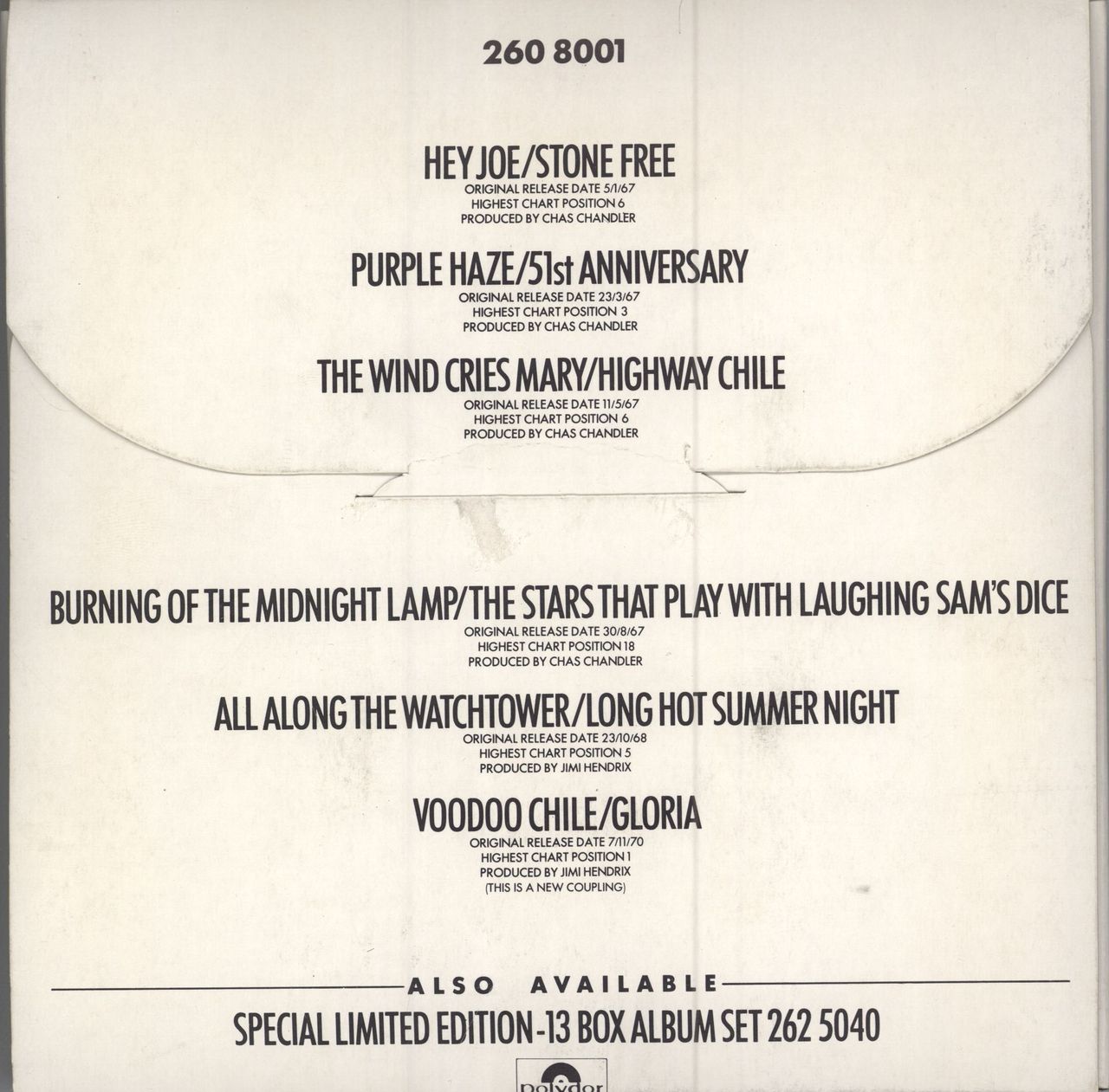 Jimi Hendrix 6 Singles Pack UK 7" box set