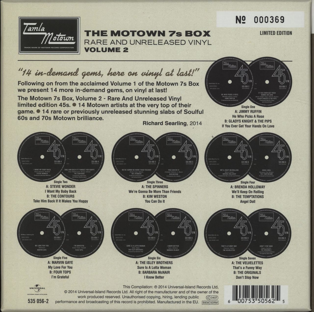 Tamla Motown The Motown 7s Box - Rare And Unreleased Vinyl: Volume 2 - Numbered UK 7" box set